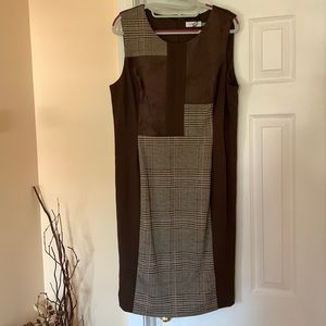 🆕 NWT - Calvin Klein Plaid & Faux Suede Sheath Dress